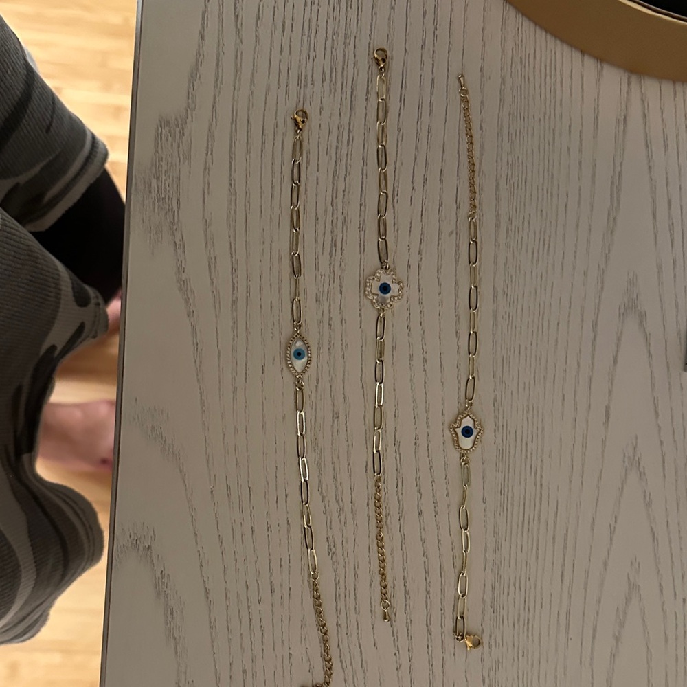 Gold Evil Eye Bracelet Set